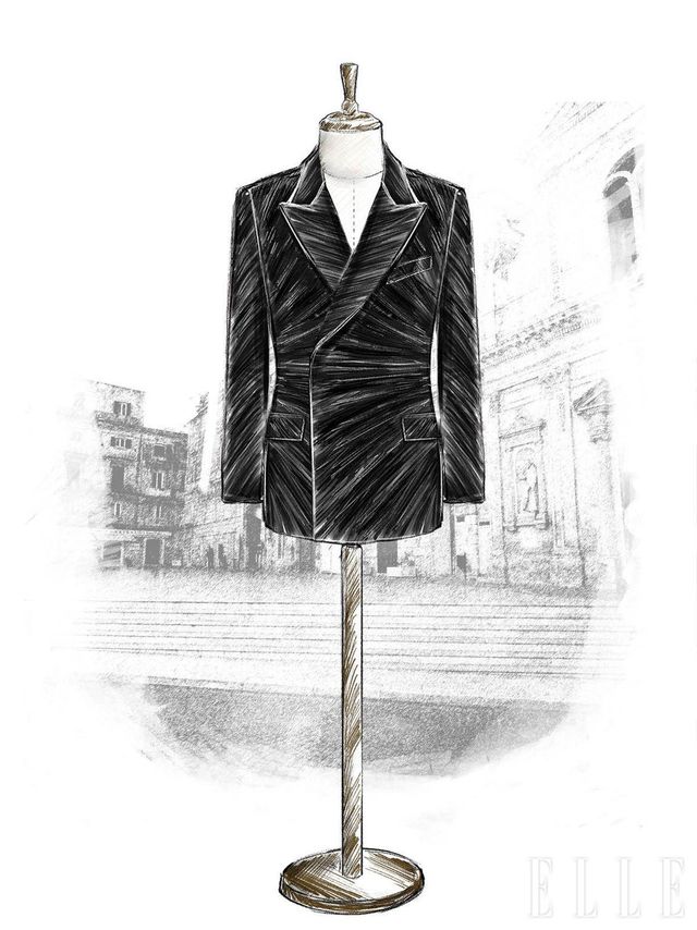 알타 모다 컬렉션 수트 드로잉. 