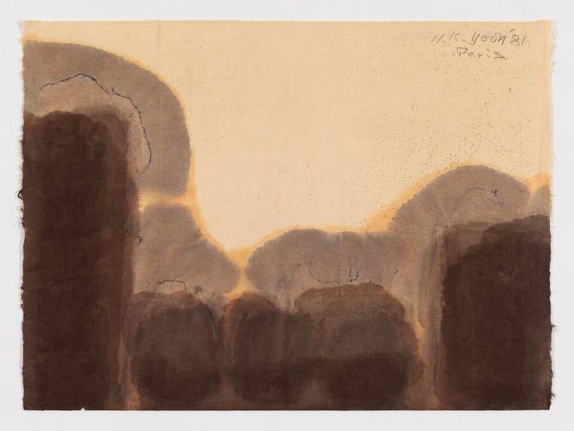 Yun Hyong-keun, Burnt Umber & Ultramarine, 1981, Oil on hanji, 48 x 65 cm © Yun Seong-ryeol (제공: PKM Gallery)