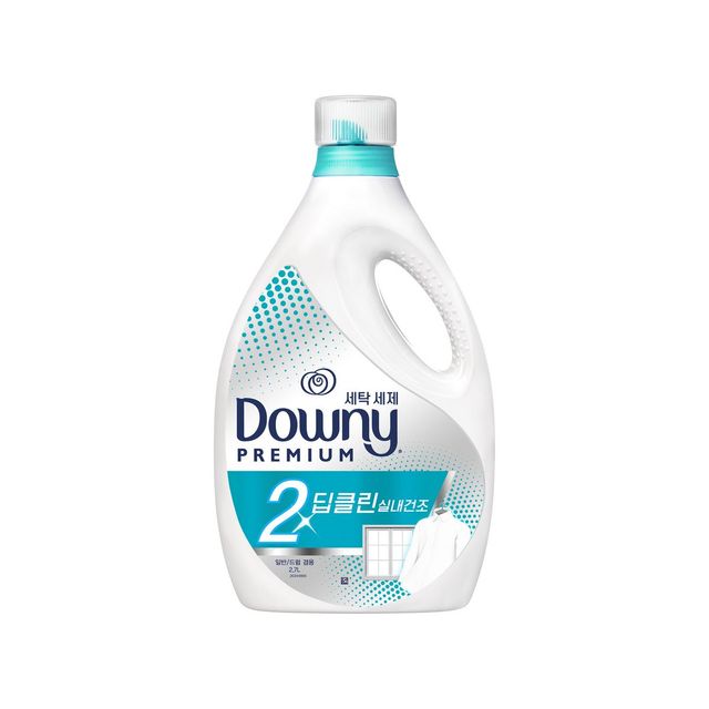 다우니 프리미엄 세탁세제 액체형 실내건조 2X 딥클린 겸용 - 같은 브랜드 실내 건조 세제 대비 효소 양이 2배 많아 찬물 세탁, 여름철 건조에도 탈취 효과가 강력하다. 2.7L 2만7천3백원. 