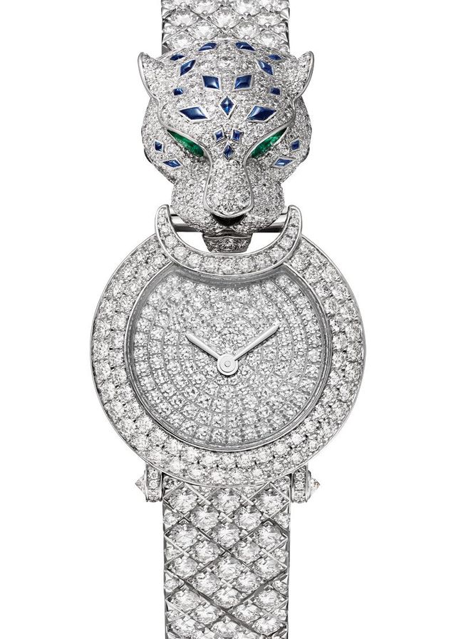 팬더 머리를 형상화한 로듐 도금 화이트골드 팬더 주얼리 워치. 