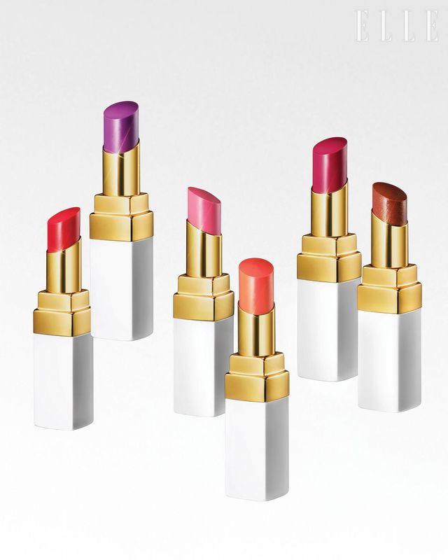 (왼쪽부터) 루쥬 코코 밤 샤인 756 체리 버스트, 764 차밍 라일락, 758 블러싱 핑크, 754 텐더 피치, 762 라즈베리 키스, 752 허니 블리스, 각각 3g 5만1천원, CHANEL.