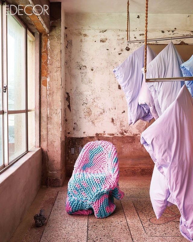 스웨덴 침구 브랜드 매그니버그의 팝업이 열린 2층 전시 공간.