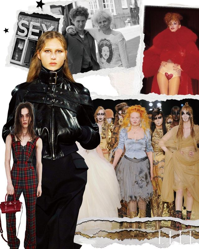 (왼쪽상단부터 시계방향 순서대로 )1970년대 영국 펑크 신의 성지인 ‘SEX’ 부티크. 영국 펑크를 이끈 비비안 웨스트우드와 말콤 맥클래런. 1992년 비비안 웨스트우드 가을/겨울 컬렉션. 펑크 신의 대모 비비안 웨스트우드의 2011~2012 F/W 파리 쇼. MCQUEEN. VIVIENNE WESTWOOD