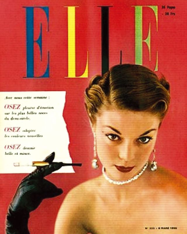 장 슈발리에의 카메라 앞에 선 미국 모델 진 패칫(Jean Patchett)이 1950년 3월 223호 〈엘르〉 프랑스 커버를 장식했다. 