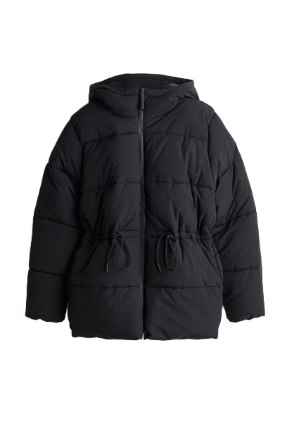 오버사이즈 드로스트링 웨이스트 퍼프 재킷