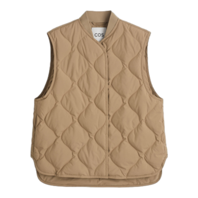 오버사이즈 퀼티드 다운 베이지 베스트