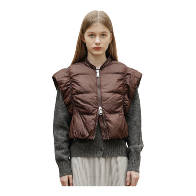 러플 숄더 퍼프 다운 베스트