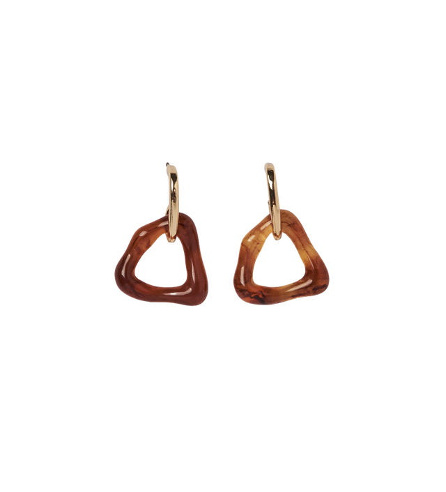 SILVER 92.5 TRIANGLE ACRYLIC EARRINGS-brown