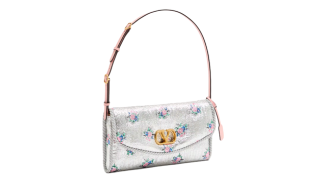 드베인 플로럴 루렉스 자카드 패브릭 스몰 숄더백