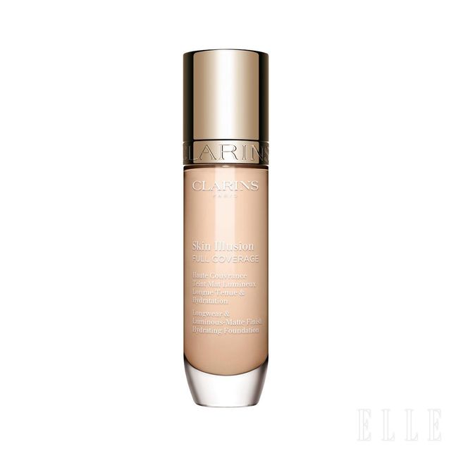 스킨 일루전 풀 커버리지 롱웨어 앤 루미너스-매트 피니쉬 하이드레이팅 파운데이션, 8만9천원, Clarins.
