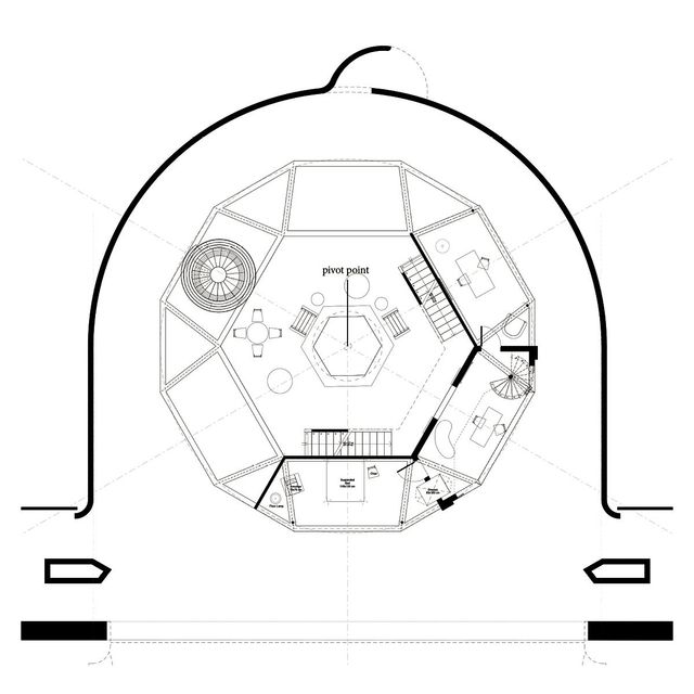 회전하는 원형 무대로 계획된 국립오페라단 〈피가로의 결혼〉 세트 설계안.