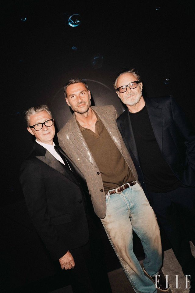 큐레이터 제롬 상스, 골든구스 CEO 실비오 캄파라, 비디오 아티스트 마르코 브람빌라.