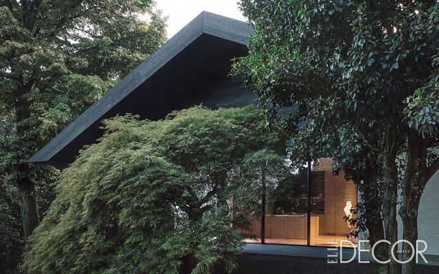 공원에 자리한 저택 전경. 검은 테라코타 벽돌로 지붕을 얹고 처마는 사사프라스(Sassafras)나무로 마무리했다. 군더더기 없는 선과 천연 소재에서 풍기는 미니멀한 미학이 숲의 풍경에 녹아든다. 