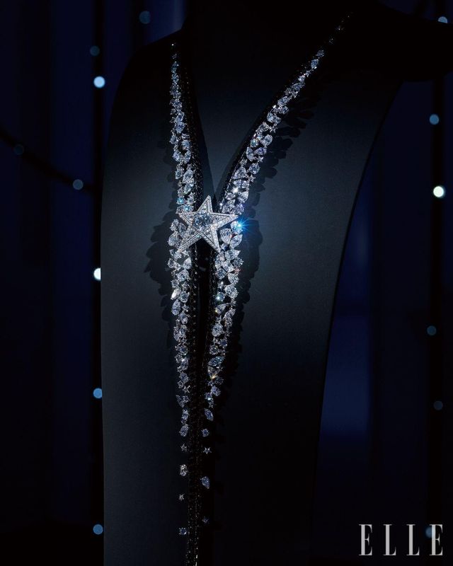 화이트골드에 블랙 코팅 골드와 다이아몬드를 세팅한 드림 컴 트루 네크리스.