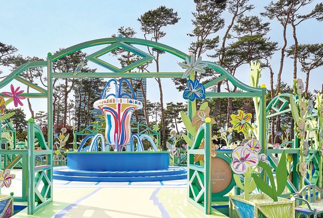  잠실 롯데월드타워 월드파크에 설치된 〈Spring is Blooming〉 프로젝트 전경. 