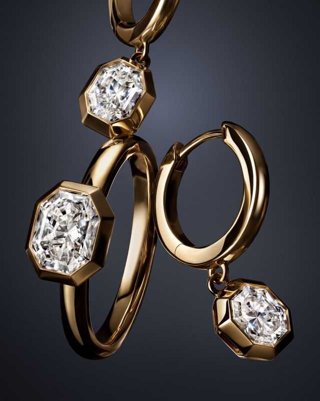 스와로브스키 크리에이티드 다이아몬드(SCD) ‘옥타곤’ 컬렉션 이어링.