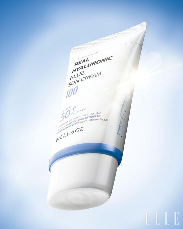 리얼 히알루로닉 블루 선크림 SPF 50⁺/PA⁺⁺⁺⁺, 2만5천원, Wellage.