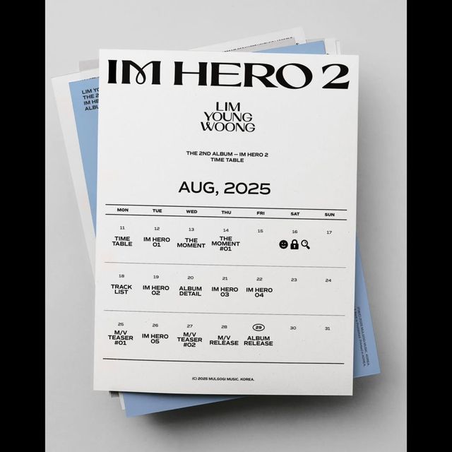 임영웅이 공개한 두 번째 정규 앨범의 타임테이블.