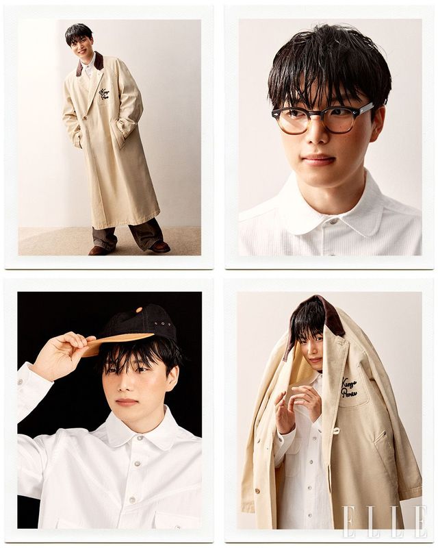 재윤이 입은 셔츠, 팬츠, 코트는 모두 Kenzo. 슈즈는 Dr.Martens.