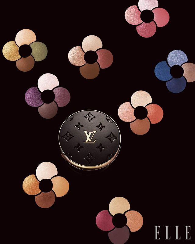 (오른쪽 위부터 시계 방향으로) LV 옴브르, 350 대즐링 게이즈, 950 스카이 이즈 더 리미트, 650 웨이킹 던, 896 모노그램 루즈, 150 베이지 메멘토, 450 코스믹 드림즈, 951 포스 오브 네이처, 250 누드 미라주, 가격 미정, 제품은 모두 Louis Vuitton.