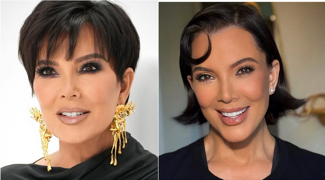 (좌) 2022년 크리스 제너 (우) 노화의 시계가 거꾸로 흘러간 듯한 2025년 크리스 제너의 모습 