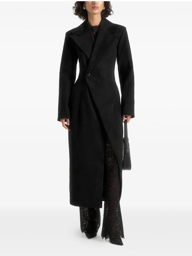 에스마 비대칭 싱글 브레스티드 코트