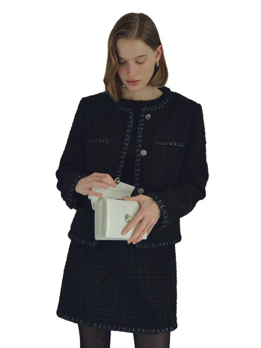 GAIA Wool tweed jacket (Black/Cream)