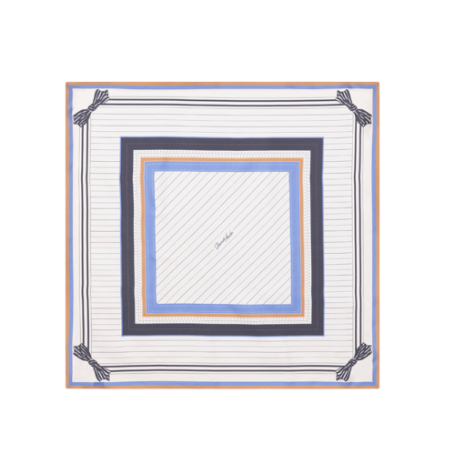 LINEAR FRAME SCARF CREAM NAVY