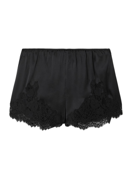 Iona lace-trimmed silk-satin shorts