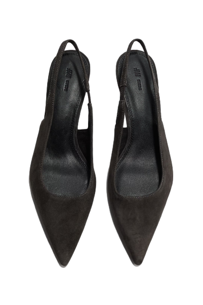 포인티드 스웨이드 슬링백 슈즈