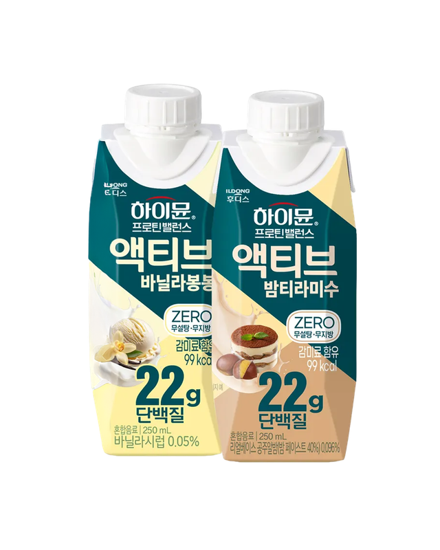 프로틴 밸런스 액티브 22g 듀오팩 (바닐라봉봉+밤티라미수) 250ml 12입 1박스