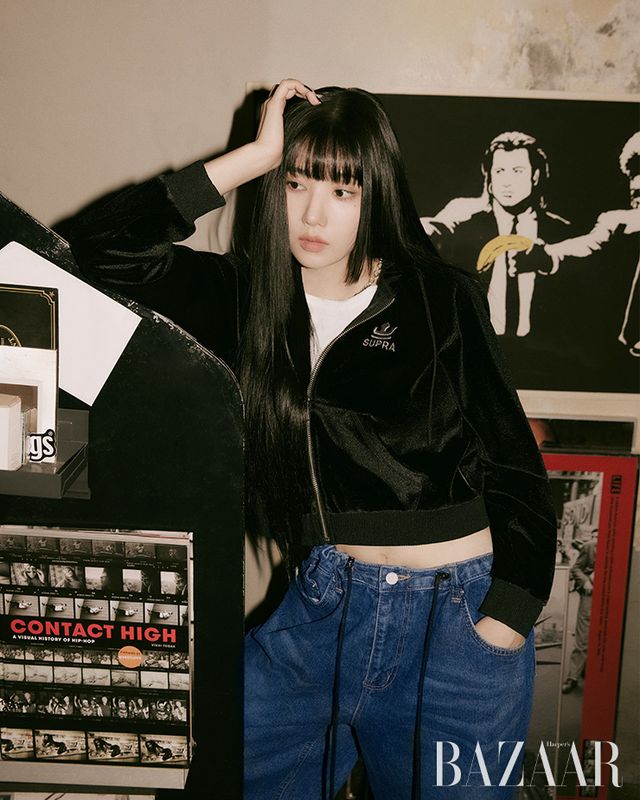 페스티벌 여성 벨벳 크롭 후드 집업 셋업은 14만9천원 Supra.