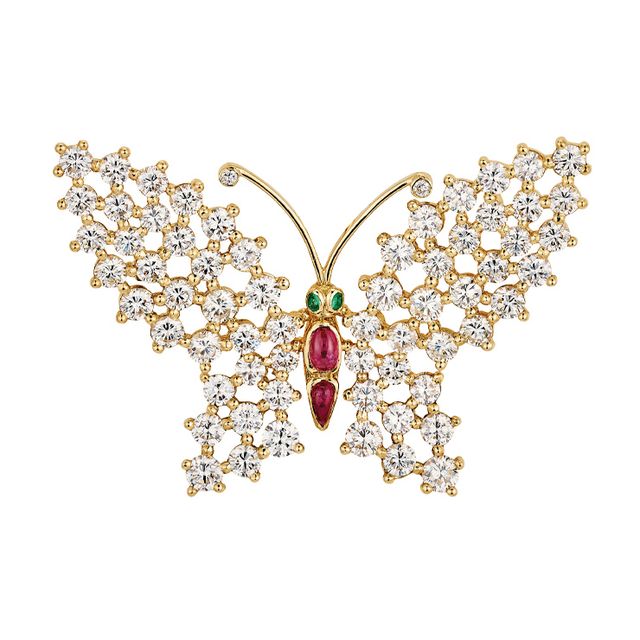 버터플라이(Butterfly) 클립, 1982년, 옐로 골드·로즈 골드·루비·에메랄드, 반클리프 아펠(Van Cleef amp; Arpels) 컬렉션