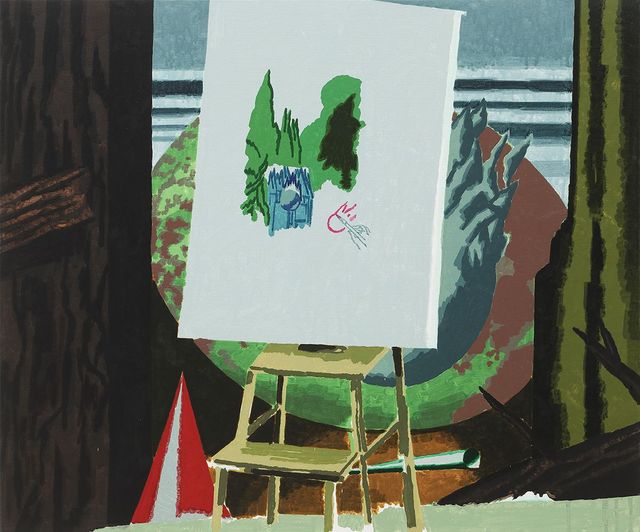 전현선, 〈배경과 그림〉, 2022, Watercolor on canvas, 61x73cm.