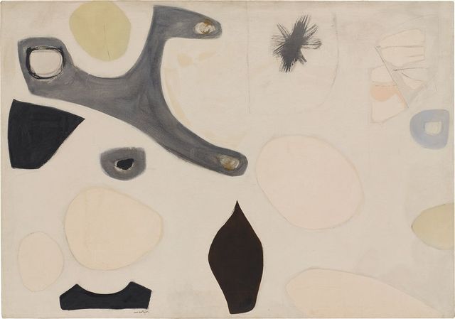  〈Untitled〉, 1955, Oil on canvas, 118.1x186.3cm. © Estate of Agnes Martin / Artists Rights Society (ARS), New York Courtesy of Pace Gallery Photo by Gordon Riley Christmas