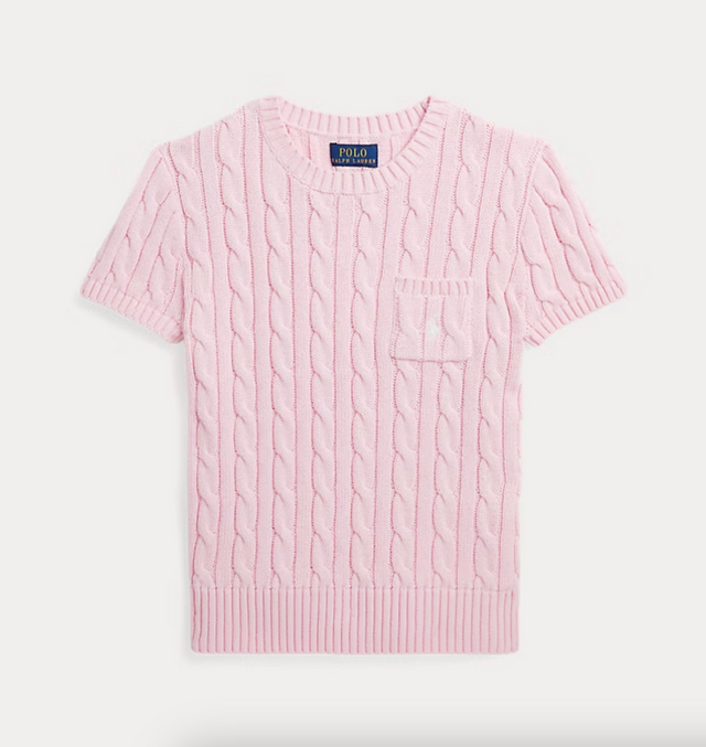 Ralph Lauren 케이블 니트 코튼 숏 슬리브 스웨터 12만9천원