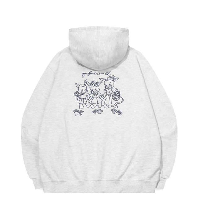 블룸레빗 자수 후드티 멜란지 화이트