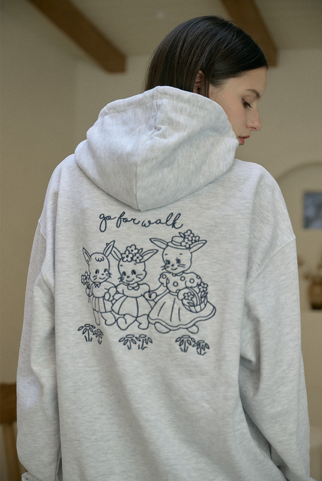 블룸래빗 자수 후드티 멜란지 화이트 5만 2천원