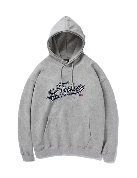 커시브 자수 로고 후드티셔츠