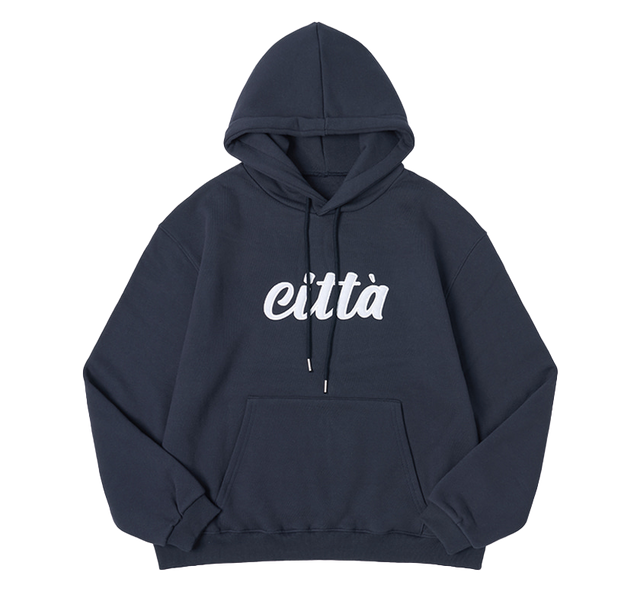 아플리케 워크 벨벳 로고 후디