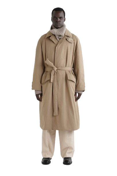 패디드 벨티드 퍼널넥 코트