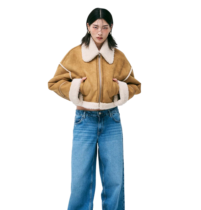 시어링 크롭트 무통 재킷