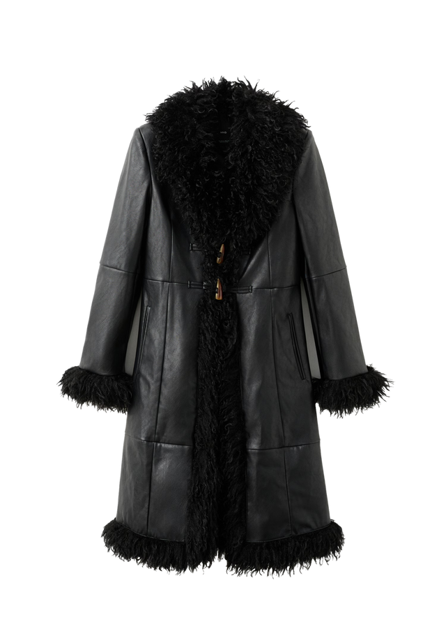 퍼 트림 페이크 이펙트 코트