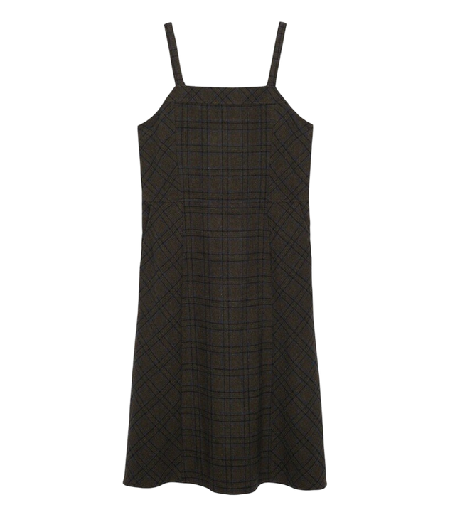 멀티 체크 볼륨 레이어드 원피스