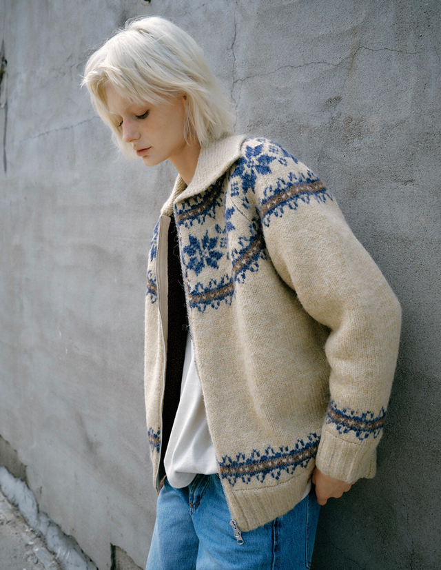 그린버터 시어링 노르딕 집 가디건 15만원대