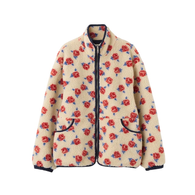 로즈 프린트 플리스 재킷
