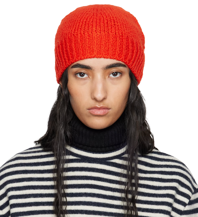 레드 이레귤러 텍스처 울 비니