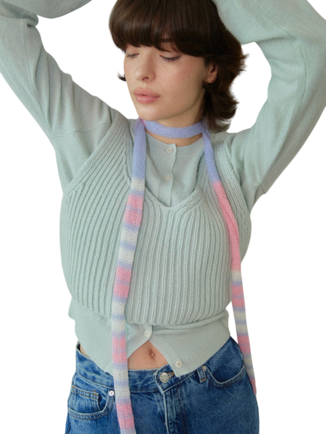 키드 모헤어 스키니 니트 스카프 믹스