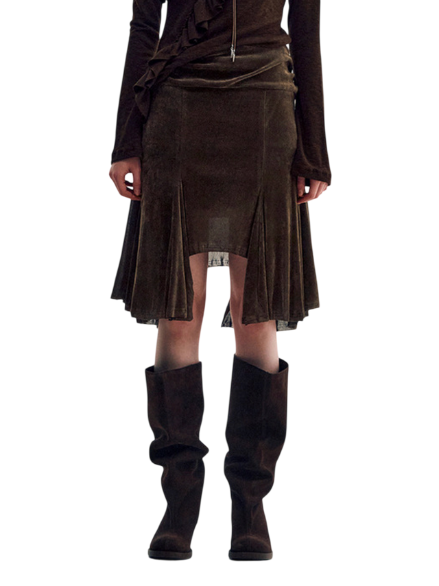 Velvet Jersey Gored Skirt