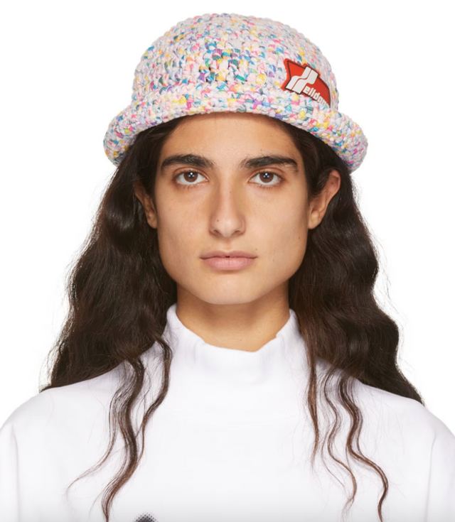 멀티컬러 크로셰 로고 버킷햇